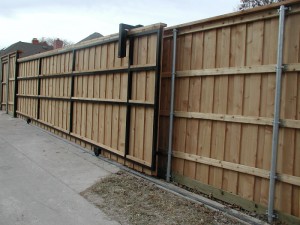 Sliding Driveway Gate w/ Cedar Privacy Fence